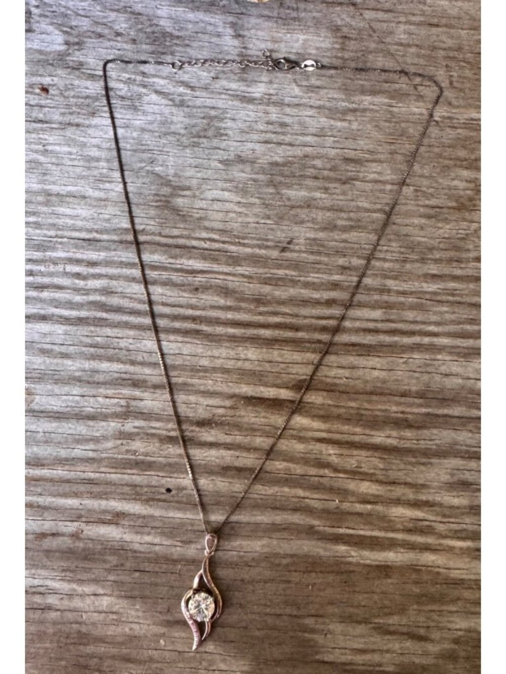 Sterling Silver 925 Necklace With Clear CZ Pendant 18" Chain 5.46g